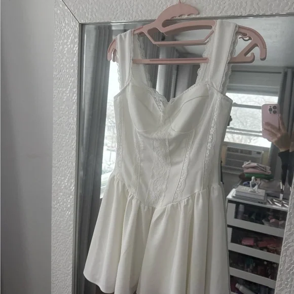 RIHOAS White Lace Trim Mini Dress - Picture 2 of 3
